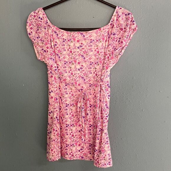 One Step Up babydoll Y2K Pink Floral Blouse Large Juniors medium women’s - Picture 7 of 8
